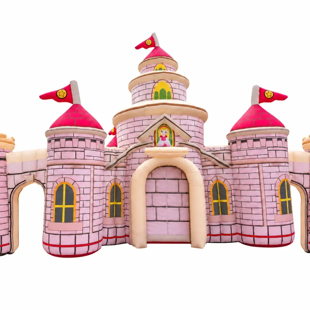 Nafukovací pohádkový ZÁMEK PRINCEZNA – monumentální 3D fotostěna a brána (10x3 m výška 5 m)